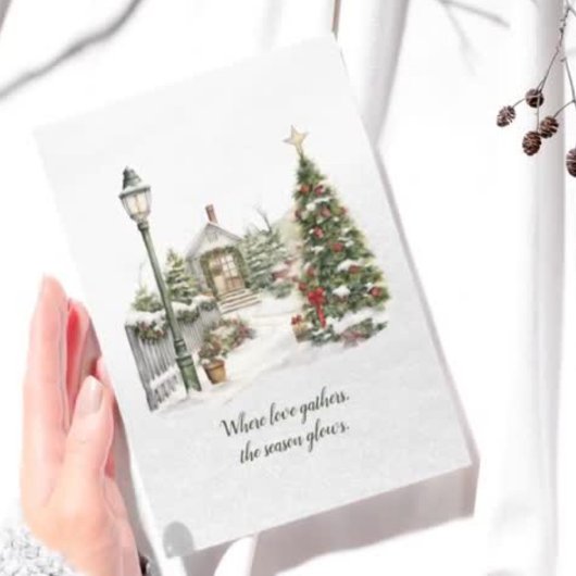 雪片伝統的詩のクリスマス シーズンカード