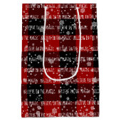 雪片信じの魔法文字のクリスマス ミディアムペーパーバッグ (裏面)