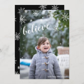 雪片信じシンプル可愛い写真クリスマス シーズンカード (正面/裏面)