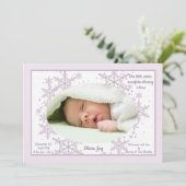 雪片写真フレームピンクの誕生発表 招待状 (スタンド正面)