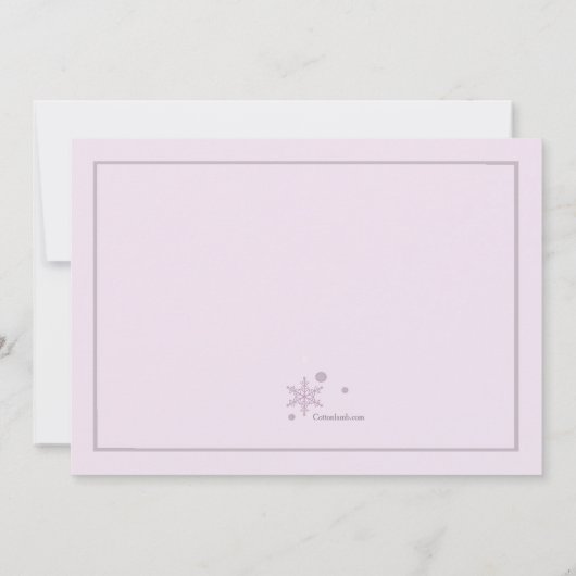 雪片写真フレームピンクの誕生発表 招待状 (裏面)