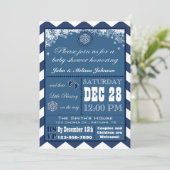 雪片冬のベビーシャワー 招待状 (スタンド正面)