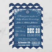 雪片冬のベビーシャワー 招待状 (正面/裏面)