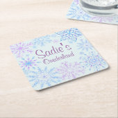 雪片冬の1ダーランドファースト誕生日 スクエアペーパーコースター (アングル)