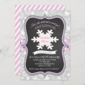 雪片冬の1ダーランド誕生日招待状 招待状 (正面/裏面)