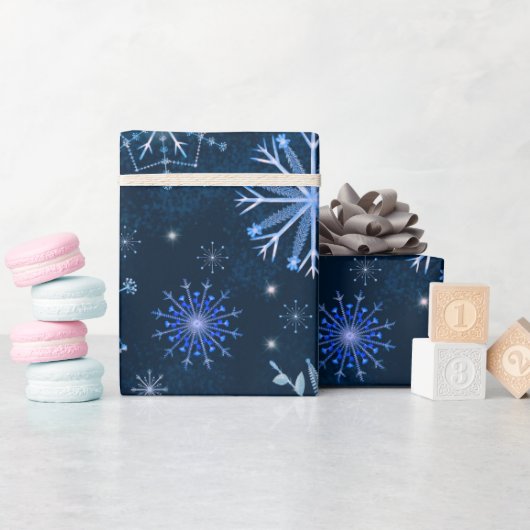 雪片凍っていの枝と花 ラッピングペーパー (ベビーシャワー)