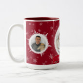 雪片及びフロストの赤の休日 ツートーンマグカップ (左)