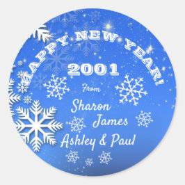 雪片名前をカスタムするハッピーニューイヤー2001 ラウンドシール