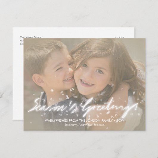 雪片季節のごあいさつフォトエフェクトポストカード シーズンポストカード (正面/裏面)