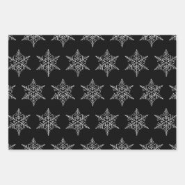 雪片水玉模様ストライプと白黒 ラッピングペーパーシート