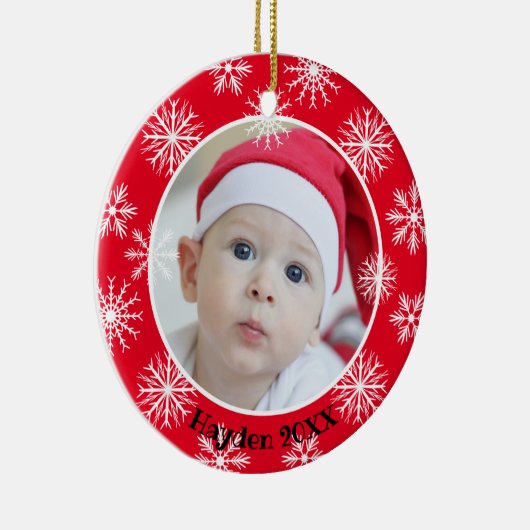 雪片独身の写真クリスパーソナライズされたマス セラミックオーナメント (右)