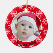 雪片独身の写真クリスパーソナライズされたマス セラミックオーナメント (正面)