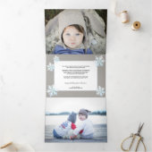 雪片白いオパールエレガントのクリスマス5写真 三つ折りクリスマスカード (内部)