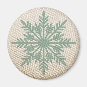 雪片素朴な刺繍冬のヴィンテージ マグネット