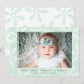 雪片素朴のエレガントクリスマス写真 |ミント シーズンカード (正面/裏面)
