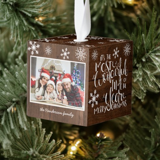 雪片素朴の木の素晴らしい季節 キューブオーナメント (ツリー)