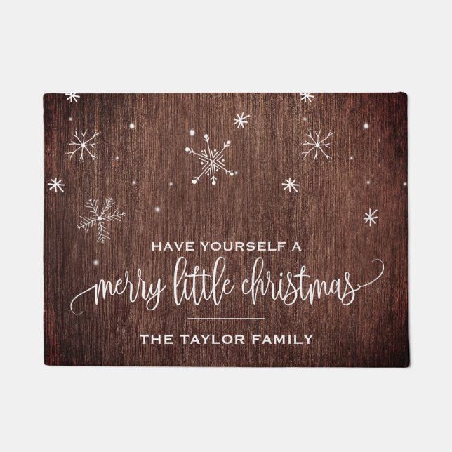 雪片素朴クリスマス ドアマット (正面)