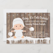 雪片素朴ベビーの冷たい屋外ベビースシャワー 招待状 (正面)