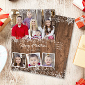 雪片素朴写真コラージュのクリスマスカード シーズンカード