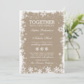 雪片素朴冬季ウェディング招待状 招待状 (スタンド正面)