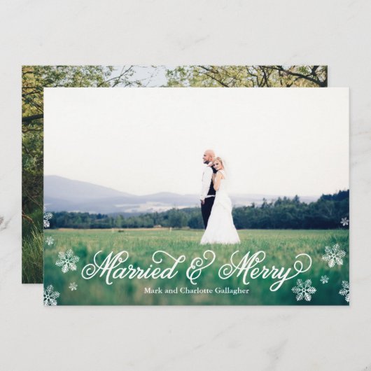 雪片結婚したとメリー全血祝日 シーズンカード (正面/裏面)