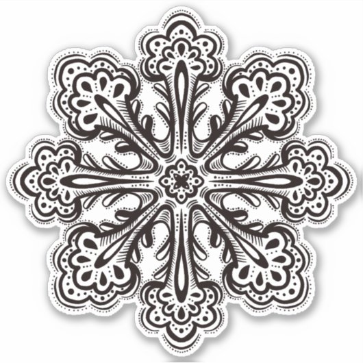 雪片装飾の冬の入れ墨 シール (正面)