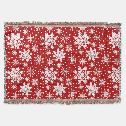 雪片赤と白クリスマスシームレスパターン スローブランケット (正面)
