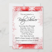 雪片赤と白クリスマスベビーシャワー 招待状 (裏面)