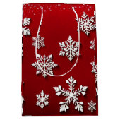 雪片赤と白クリスマス ミディアムペーパーバッグ (正面)