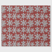 雪片赤と白クリスマス ラッピングペーパー (フラット)