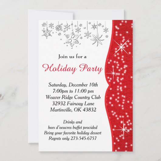 雪片赤と白クリスマス 招待状 (正面)