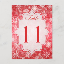 雪片赤と白テーブル番号カード ポストカード