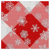 雪片赤と白付きバッファロープレイド ファブリック (クローズアップ)