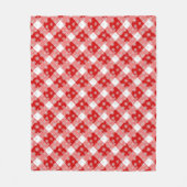 雪片赤と白付きバッファロープレイド フリースブランケット (正面)