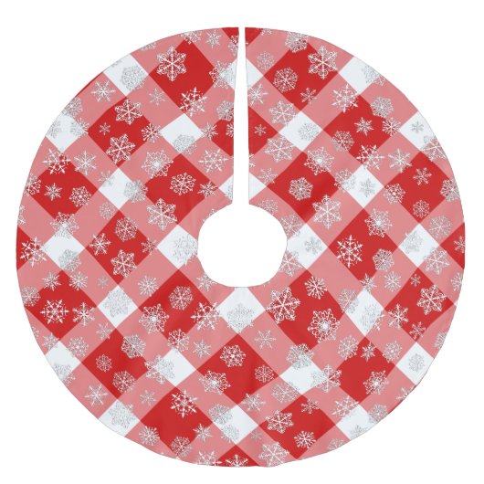 雪片赤と白付きバッファロープレイド ブラッシュドポリエステルツリースカート (正面)