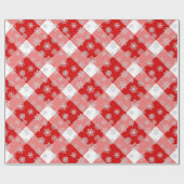 雪片赤と白付きバッファロープレイド ラッピングペーパー (フラット)