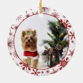 雪片赤と白模様フォトセラミックオーナ セラミックオーナメント (裏面)