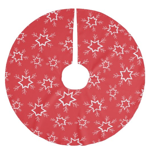 雪片赤と白、雪 ブラッシュドポリエステルツリースカート (正面)