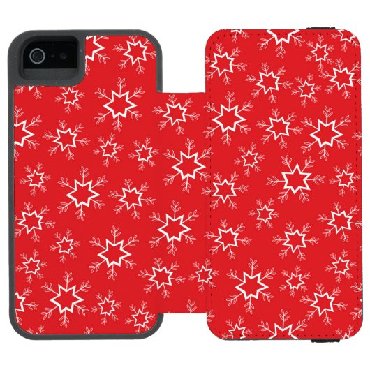 雪片赤と白、雪 INCIPIO iPhoneウォレットケース (フォリオ Open)