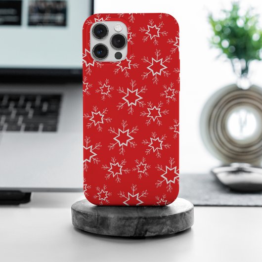 雪片赤と白、雪 iPhoneケース