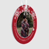雪片赤のおばあちゃんの写真としてのクリスマス オーナメント (正面)