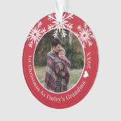 雪片赤のおばあちゃんの写真としてのクリスマス オーナメント (正面)