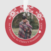 雪片赤のおばあちゃんの写真としてのクリスマス オーナメント (正面)