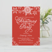 雪片赤のクリスマス企業の会社パーティー 招待状 (スタンド正面)