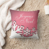 雪片都市Joyeux Noelのクリスマス|のピンク クッション (ブランケット)