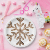 雪片金ゴールドとホワイトフェスティバルフェイクグリッター ペーパープレート (パーティー)
