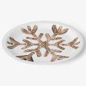雪片金ゴールドとホワイトフェスティバルフェイクグリッター ペーパープレート (アングル)