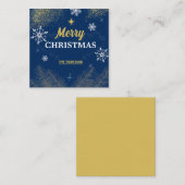 雪片金ゴールドグリッターメリークリスマス ノートカード (正面/裏面)