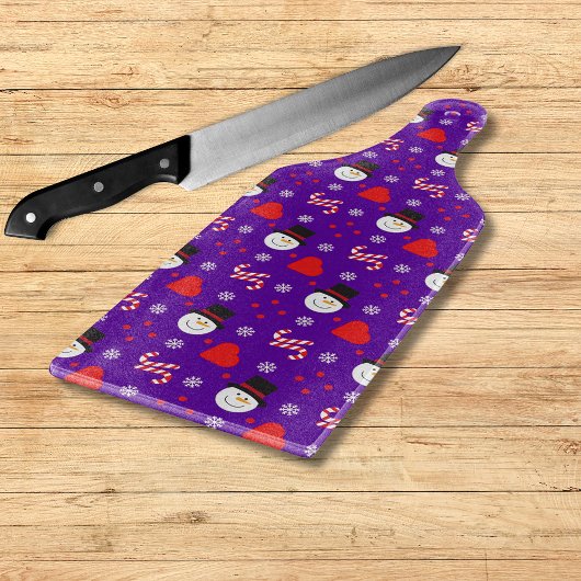 雪片雪だるまキャンディカネーブルー背景 カッティングボード