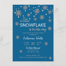 雪片青シルバーグレーベビーシャワー|少年 招待状